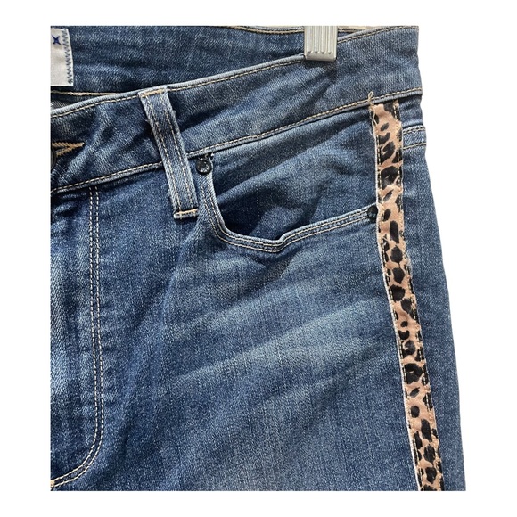PAIGE Hoxton Crop Side Leopard Stripe Jeans Size 32 - Picture 7 of 10